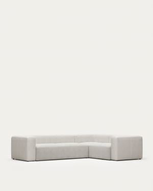 Blok 4 seater corner sofa in white fleece, 320 x 230 cm / 230 x 320 cm FR
