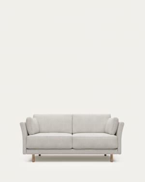 Gilma 2 seater sofa in white fleece with natural finish legs, 170 cm FR