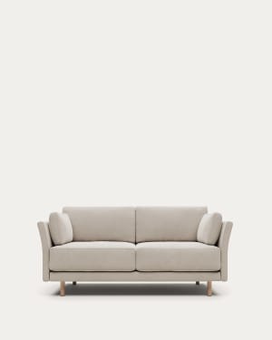 Gilma 2 seater sofa in white with natural finish legs, 170 cm FR
