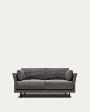 Gilma 2 seater sofa in grey wide seam corduroy with black finish legs, 170 cm FR