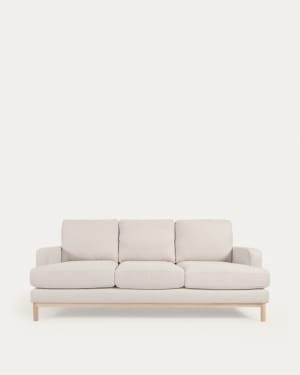 Sofa Mihaela für 3 Sitzer mit Mikro-Bouclé-Bezug in Weiß 203 cm FSC Mix Credit