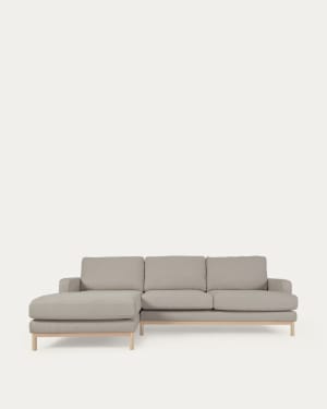 Sofa Mihaela für 3 Sitzer mit Chaiselongue links mit Mikro-Bouclé-Bezug in Grau 264 cm FSC Mix Credit