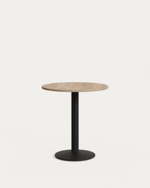 Esilda round table in natural finish melamine with metal leg in a painted black finish, Ø70x70 cm