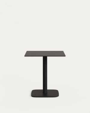 Dina outdoor table in black with metal legal in a painted white finish, 68 x 68 x 70 cm
