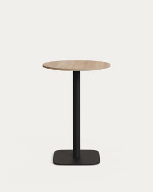Dina high round table in natural finish melamine with metal leg in a painted black finish, Ø 60x96 cm