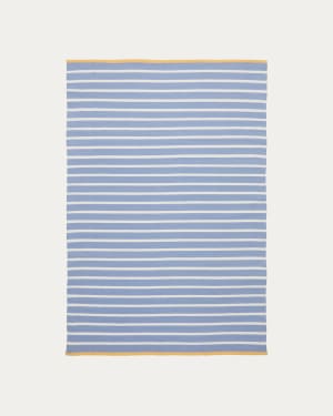 Mendia blue and white striped rug 100% PET 160 x 230 cm