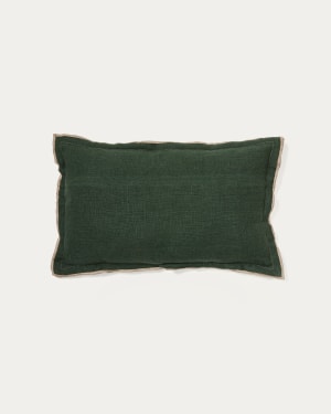 Sagi beige and green linen cushion cover 100% 30 x 50 cm