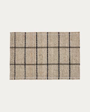 Uya set of 2 table runners with natural fibres and natural and black finish 33.5 x 49 cm