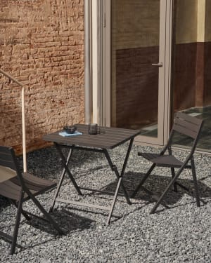 Folding outdoor table Torreta made of aluminum with dark grey finish 70 x 70 cm
