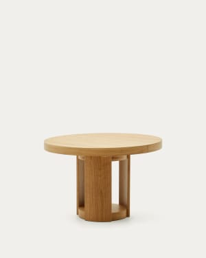 Artis extendable round table in solid wood and oak veneer, 120 (170) cm x 80 cm FSC 100%