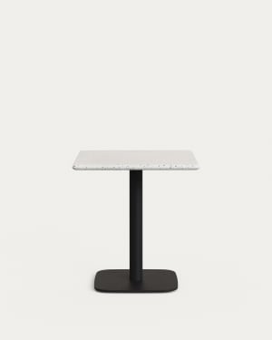 Saura Bar Table in black painted metal with a white terrazzo top,  70 x 70 x 70 cm