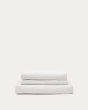 Nora armchair cover in ecru linen and cotton 92cm