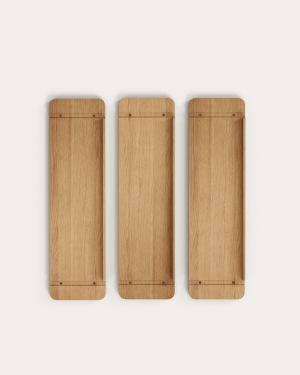 Set Sitra di 3 mensole in legno massello di rovere 90 x 25 cm