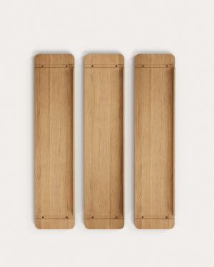 Sitra set of 3 solid oak wood shelves 110 x 25 cm