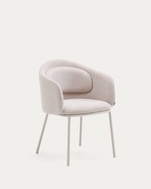 Sedia Idaira beige e gambe in acciaio con finitura beige FSC Mix Credit
