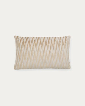 Sigato beige and ecru viscose and cotton, 50 x 30 cm