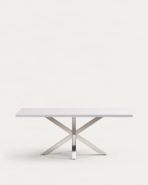 Table Argo en mélaminé finition blanche et pieds en acier inoxydable 200 x 100 cm
