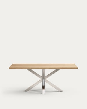 Τραπέζι Argo από μελαμίνη σε φυσικό φινίρισμα και πόδια από ανοξείδωτο ατσάλι 200 x 100 εκ