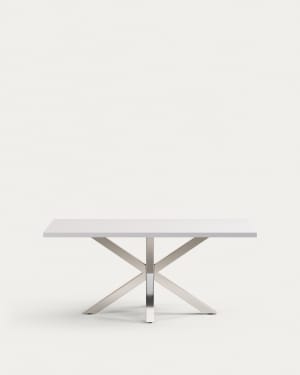 Table Argo en mélaminé finition blanche et pieds en acier inoxydable 180 x 100 cm