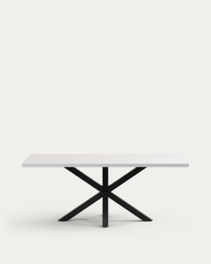 Argo table in melamine with white finish and steel legs with black finish 200 x 100 cm