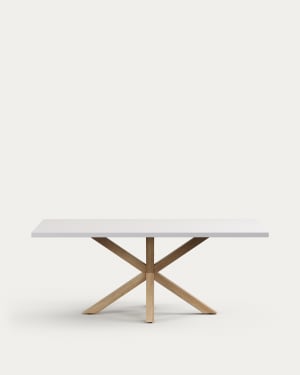 Argo table in melamine with white finish and wood-effect steel legs 200 x 100 cm