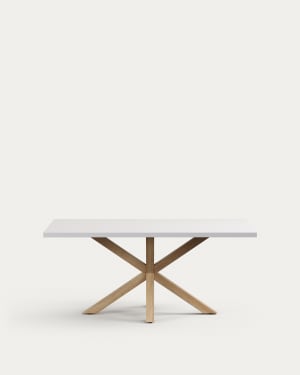 Argo table in melamine with white finish and wood-effect steel legs 180 x 100 cm