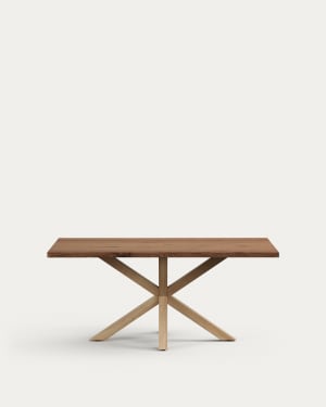 Argo table in aged oak veneer and wood-effect steel legs 180 x 100 cm