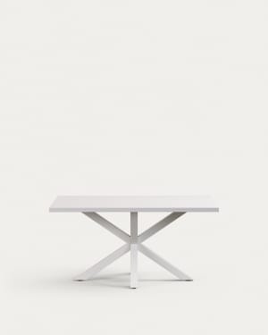 Argo table in melamine with black finish and steel legs with white finish 160 x 100 cm