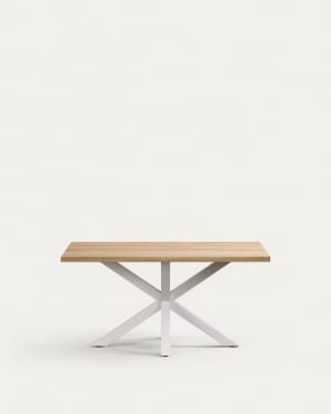Argo table in melamine with natural finish and steel legs with white finish 160 x 100 cm