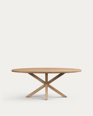 Argo oval table in solid acacia wood and wood-effect steel legs Ø 200 100 cm