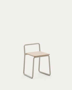 Tinn ash veneer chair with a beige metal structure