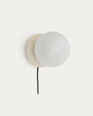 Malachi glass and travertine stone wall lamp