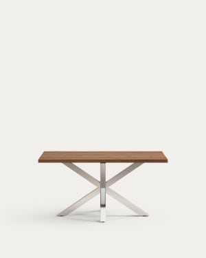 Mesa Argo em chapa de carvalho envelhecido e pernas em aço inoxidável 160 x 90 cm