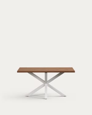 Table Argo en plaqué chêne vieilli et pieds en acier finition blanche 160 x 90 cm