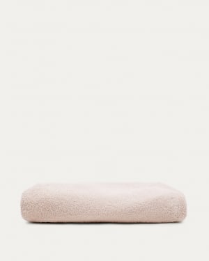 Kaeli footrest cover in pink bouclé Ø 60 cm