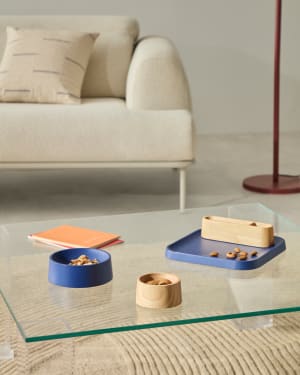 Bletz set of serving dishes for snacks made of acacia wood in a natural, blue finish FSC 100%