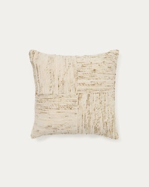 Anuba beige and green checked jacquard cushion cover 45 x 45cm