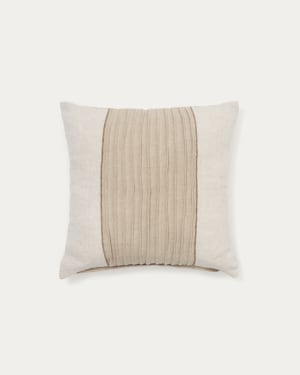 Zoren beige pleated 100% linen cushion cover 50 x 50cm