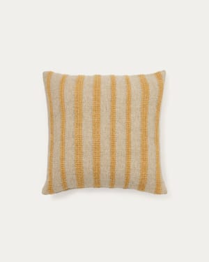 Naila mustard contrasting stripe cushion cover in acrylic fibres 50 x 50cm