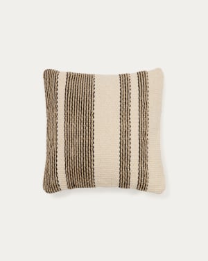 Aylin beige jute-embroidered cotton cushion cover 50 x 50 cm
