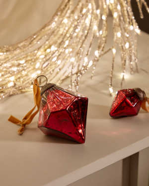 Argin zestaw 2 ozdób wiszących ze szkła z recyklingu w kolorze czerwonym 10 cm