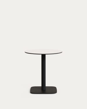 Dina round outdoor table in white with metal legal in a painted black finish, Ø 68x70 cm