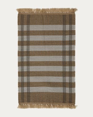 Tapis Barani en fibres synthétiques marron et beige 60 x 90 cm