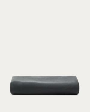 Housse pour tête de lit Jaira en lin et coton gris anthracite pour lit de 180 cm.