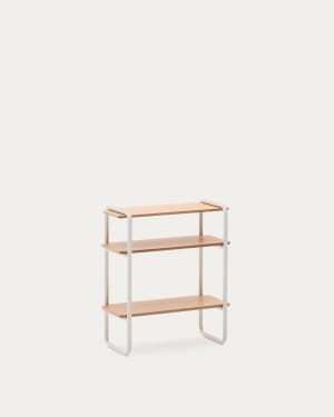 Tinn ash veneer shelf with a beige metal structure, 70 x 60 cm