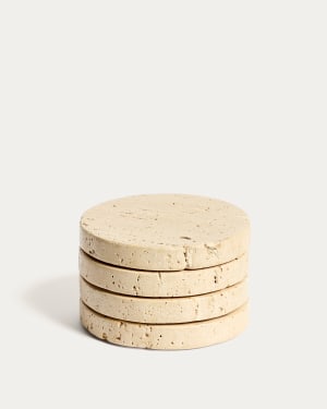 Zera set of 4 beige marble coasters