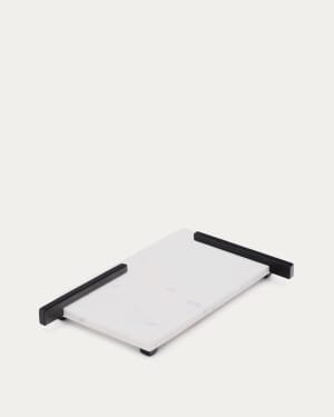 Vira serving board in white marble and black metal