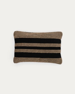 Aylin black jute-embroidered cotton cushion cover 40 x 60 cm