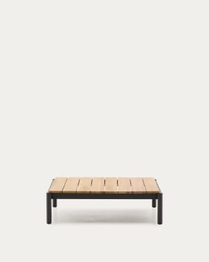 Sorells coffee table in gray aluminum and teak wood 89 x 91 cm FSC 100%