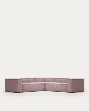 Blok 4-seater corner sofa thick pink corduroy 290 x 290 cm